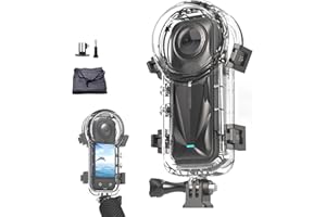 HAFOKO Unsichtbares Tauchgehäuse kompatibel mit Insta360 X5 –60 m/196 ft Unterwasser Tauchgehäuse Wasserdicht Gehäuse Anti-Beschlag Ultraklare Linse 360° Schutz für Tauchen Surfen Schnorcheln