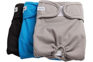 Couches de Chien pour la Femelle (Paquet de 3), Confortable Durable, de Haute qualité Lavable Petit Chien Couches Culottes réutilisables sanitaires de Chiot par JoyDaog, S