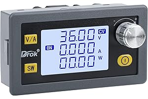 DROK Buck Boost Converter, DC 6-36V to 0.6-36V Adjustable Voltage Regulator 5A 80W Step Up Step Down Converter, LCD Display Power Supply for Solar Panel RV