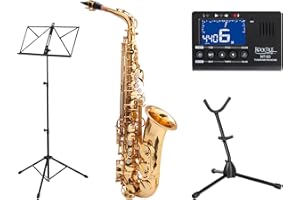 Classic Cantabile AS-450 Eb Altsaxophon Set (Zubehör: Mundstück, Koffer/Rucksack, Saxofonständer, Stimmgerät/Metronom, Notenständer)