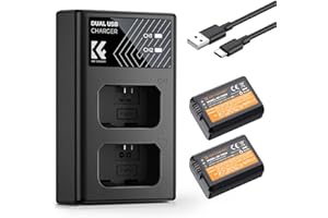 K&F CONCEPT NP-FW50 Battery and Charger Set Compatible with Sony ZV-E10, Alpha 7, A7, A7II, A7RII, A7SII, A7S, A7S2, A7R, A7R2, A5000,A6000, A6500, A6300, NEX-3, NEX-5