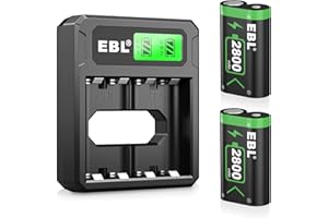 EBL LCD Chargeur de Batterie Xbox One- avec 2PCS Batteries Manette Xbox One 2800mAh, Charge Rapide pour Xbox Series X/Xbox Series S/Xbox One/Xbox One S/Xbox One X