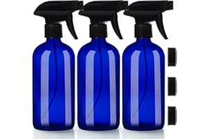 BELLE VOUS Leere Nachfüllbare Blaue Zerstäuber Sprühflasche (3 Stk) – Sprühflasche 500ml – 2 Strahleinstellungen - Sprühflasche Reinigungsmittel, Wasser, Aromatherapie & Ätherische Öle
