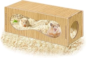 Lucxhcky Hamster Hideout House, Wooden Hide Hut Cage Accessories for Life Activities, Toys and Decor (Small)