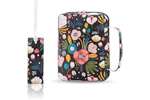 Hixingo Custodia per Libro con Cerniera, Custodia per Libro in Tessuto Custodia Protettiva per Bibbia Copertina in Brossura per Bibbia con Manico per Donna Uomo (Erbe,26x19cm)