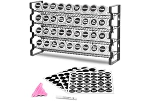 VEVOR Spice Rack Organizer for Cabinet, Spice Organizer with 36 Empty Spice Jars, Lids, Spice Labels, and Funnel Complete Set, Seasoning Organizer for Countertop, Kitchen, Pantry, Cupboard, 18x11 in