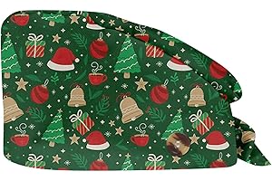 XYYYHTL Gorro Quirurgico Navidad Gorros Quirúrgicos Color Liso Gorro Turbante Ajustable Médico Enfermera Gorro Quirofano Reutilizable Gorro de Cirugía para Pelo Largo Corto Gorro de Trabajo Unisex