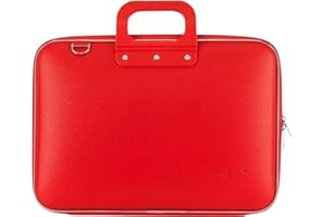 BOMBATA Sacoche pour Ordinateur Portable - Housse Ordinateur 15.6 Pouces - Sac a Bandoulière Impermeable avec Poches - Cuir Synthétique Rouge