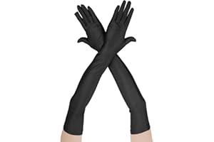 Yolev Lange Satin Handschuhe Damen Fingerhandschuhe 1920er Jahre Vintage Opern Braut Hochzeits Handschuhe Schwarz Weiß Rot Ellenbogenlange Elastische Handschuhe