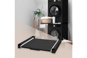 ‎ML DESIGN MODERN LIVING ML-Design Zwischenbaurahmen mit Ausziehplatte aus Stahl, 60x60 cm, Schwarz, Verbindungsrahmen für Waschmaschine/Trockner, Zwischenbausatz mit Auszug als Ablage für Wäschekorb, Zwischenrahmen Universal