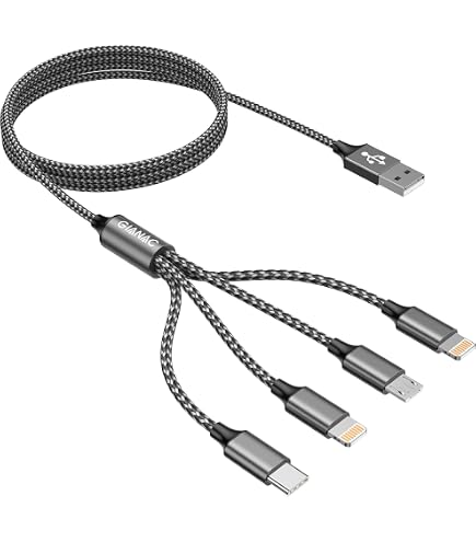 RAVIAD Multi USB-kabel kaart [50CM], universele 3-in-1 snellaadkabel, oplaadkabel voor mobiele telefoon, multi-oplaadkabels met Micro USB Type C Lightning-kabel voor iPhone, Android Galaxy