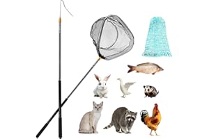 Homvik Kit de filet de pêche évolutif pour volaille, Filet pour attraper les poulets, Crochet pour pattes, Outil de capture pour poulets, canards, poissons, 145cm de longueur extensible