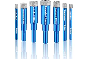 kajkey® Foret Carrelage Diamant, meche diamant carrelage, 7 pièces, meches diamant, pour Carrelage Céramique Grès Cérame Tuiles Verre Pierre, fin Set de forets à diamant, 6×2/8/10/12/14/16mm…