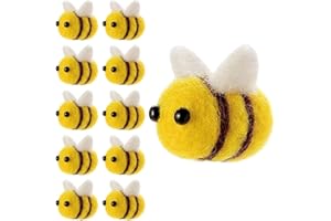 YIEUR 10 Stück Biene Filzen Wolle Mini biene Dekoration, Filzbienen Klein Bienen Figuren Streudeko Bien Gefilzte bienen Verzierungen für Babyparty Kostüm DIY Handwerk Anhänger Wand Hut Deko(biene)