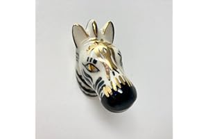 KNOBS BY BLOSSOM Ceramic Zebra Knob with Gold and Black Detail - Handle Kitchen Cupboard Home