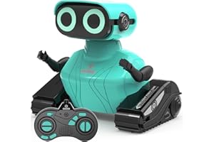 GILOBABY Robot Giocattolo Bambini, Robot Telecomandato con Occhi a LED, Braccia Flessibili e Musica, Giochi Educativi Interattivo Regalo Compleanno per Bambini Ragazze e Ragazzi dai 3 Anni (Blu)