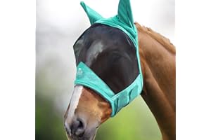 Harrison Howard CareMaster Pro Luminous Maschera da mosca del cavallo Standard con le orecchie Protezione UV per cavallo-Menta estiva (M)