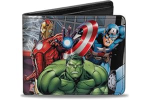 Buckle-Down Męski portfel Marvel Avengers Marvel Avengers Superhero Action Pos Bi Fold, wielokolorowy, jeden rozmiar UK, wielobarwny, rozmiar uniwersalny