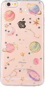 iPhone 7 Case,iPhone 8 Case [With Tempered Glass Screen Protector],Mo-Beauty Bling Shiny Cute Pattern Design Sparkle Glitter Soft TPU Silicone Gel Case Cover For Apple iPhone 7/8 4.7 Inch (Star)