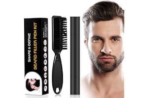 OKAQEE Beard Pencil Filler for Men - Dark Brown Beard Pen - Beard Brush Bristle Waterproof Sweatproof - Natural Long-lasting Coverage Mustache Kit - Shape Define Colour Enhance Facial Hair Styling Thickener