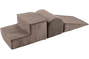 MEOWBABY Aire De Jeux en Mousse pour Enfants - 3 Élément Blocs d'escalade, Aesthetic, Marron