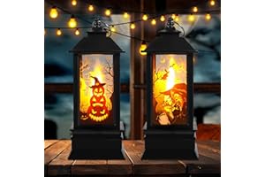 PQETBV Lanterne a Candela di Halloween, 2 di Retrò Lampada a Zucca di Halloween, Adatto per Decorazione Interna ed Esterna di Festa di Halloween (Batteria Non Inclusa)