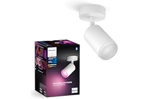 ‎PHILIPS HUE Philips Hue White & Colour Ambiance Fugato Spot 1 flg. wit 1x350lm, dimbaar, 16 miljoen kleuren, bedienbaar za pośrednictwem aplikacji, kompatybilny z Amazon Alexa (Echo, Echo Dot)
