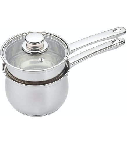 Casserole Bain-marie En Inox 1.2L - Double Paroi - Pour Chauffer Le Lait Sans Brûler - Avec Sifflet - Poignée Plastique