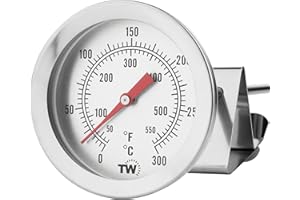 THERMOMETER WORLD Termometro per Olio per Frittura - Termometro per Frittura in Acciaio Inossidabile da 150 mm con Utile Clip per Padella Ideale per Friggere con Olio da Cucina Friggere con Fiducia