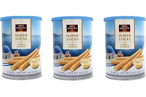 3 x Feiny Biscuits waferpinnar vaniljsmak våffelrulle med en krämfyllning med vaniljsmak vaniljkakor 400 g