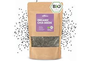 ‎RHEINNATUR RheinNatur Bio Chia Samen 1 kg - 100% Bio Chiasamen - Reich an Proteinen, Ballaststoffen & Omega-3-Fettsäuren - Ideal für Salate, Joghurt, Müsli & Chia-Wasser - 1000 g Beutel