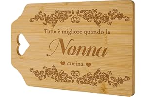 Zindoo Regalo Nonna, Regalo Nonna Compleanno Regalo da Cucina Perfetto per Natale, Ringraziamento, Regalo Creativo per la Nonna Regalo d’amore - Tagliere da Cucina Bambù 31x21x1cm