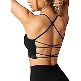 ZAAYO Damen Gym BH Gepolstert Crossback Fitness Sport Bra Abnehmbarer Brustpolster Yoga Tops Gestrickte Nahtlose Sportbekleid