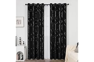 ‎DECONOVO Deconovo Vorhang Blickdicht Gardinen mit Ösen gegen Kälte Schlafzimmer, 175x140cm(HöhexBreite), Schwarz, 2er Set