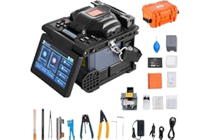 VEVOR Giuntatrice a Fusione di Fibra 6 Motori con Allineamento del Nucleo, Giunzione 6s e Riscaldamento 13s, Macchina Giuntatrice per Fibra con LCD Screen 12,7 cm, Batteria 7800 mAh per SM MM DS NZDS