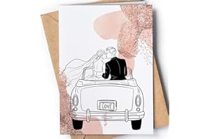 GREETING CARDS FOR EVERYONE Carte de mariage – Cartes de félicitations pour la mariée et le marié – Congrats Newlyweds, fiancés – Carte de fête prénuptiale pour bientôt épouse, mari – Nouveau départ, profitez du voyage, Just