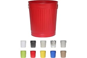 Jinfa Pattumiera per differenziata bidone spazzatura vintage in metallo giochi contenitore cibo cani | SOLO secchio senza coperchio | Rosso | Misura: XL | Ø 42 cm, h 47,5 cm | Vol. 62 litri