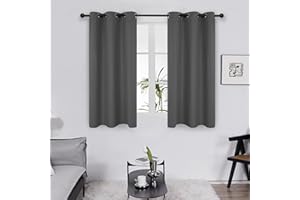 Deconovo Thermal Blackout Curtains,Home Decorative Window Curtains Eyelet, Energy Saving Room Darkening, 42 x 45 Inch, Dark Grey, 2 Panels
