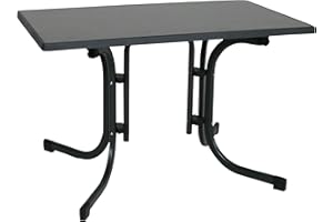 greemotion Klapptisch anthrazit, Gartentisch mit witterungsbeständiger Sevelit-Tischplatte in Schieferoptik, platzsparend klappbar, Tisch mit Niveauregulierung, Maße: ca. 110 x 70 x 70 cm