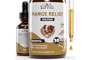 WOOF 'N' PURR Natural Mange Treatment Dogs - Mange in Dogs Treatment - Dog Mange Treatment - Mange Treatment - Mange Treatment for Dogs - Mange Relief for Dogs - Dog Mange - Mange in Dogs - 1 fl oz - Bacon Flavor