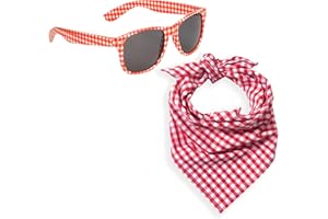 KRAUSE & SOHN Andre Glasses and Red & White Tartan Bandana Costume Oktoberfest Party