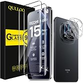 QULLOO Screen Protector for Xiaomi Redmi Note 15 Pro Plus/Note 15 Pro+ 5G, 2 Pieces Tempered Glass and 2 Pieces Camera Lens P