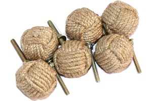 INDIA.NAUTICAL.STORE Lot de 6 boutons de tiroir en corde de jute pour étagères/armoires