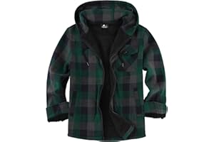 JACKETOWN Chaqueta Leñador Hombre Camisera Forrada para Hombre Capucha a Cuadros de Franela Cremallera Sherpa Trekking Invierno Camisa Franela Actividades al Aire Libre
