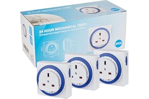 SHINY-GO 3 Pack 24 Hour Segment Timer Switch，Plug-in Timer Controller -240v 3 Pin Plug Energy Saver Plug Standard Size
