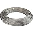 Muzata 300Feet 1/8inch Stainless Steel Wire Rope Aircraft Cable Railing Decking 7x7 Strand Indoor Outdoor DIY Balustrade String WR01,WP1