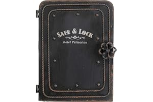 Kare Design Schlüsselkasten Safe, Schwarz, Schrank, Vintage Safe, mit 6 Haken, Stahl, Klein, 31x24x13 cm (H/B/T)