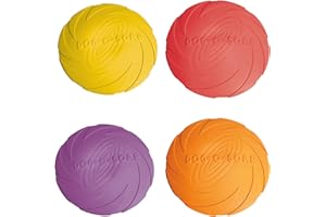 Schecker Trixie 4 Stück - Flying Fun - platzsparende Frisbee aus bissfreundlichem Naturgummi