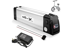 X-go 48V 13AH Ebike Battery with 2 pin Connector, Lithium Li-ion Folding Bike Battery Pack With Charger, BMS Protection Board for 750W 500W 350W 250W Electric Bicycles Motor (48V 13AH 2Port)