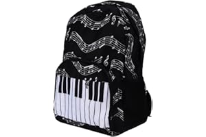 Walfront Mochila Informal Bolso con Estampado de Teclas de Piano de Música Notas Musicales Bolso de Estudiante Multifuncional Impreso para Adolescentes